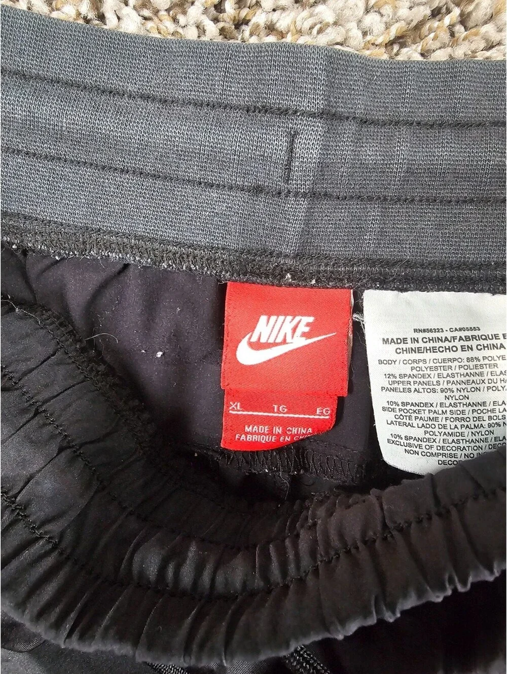 Nike Womens Sz XL Loose Fit Athletic Running Shorts Black Satin Trim